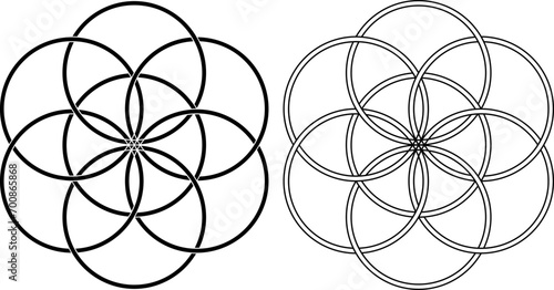 Black white flower of life symbol