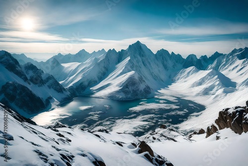 Majestic mountain range covered in snow © IBRAHEEM'S AI