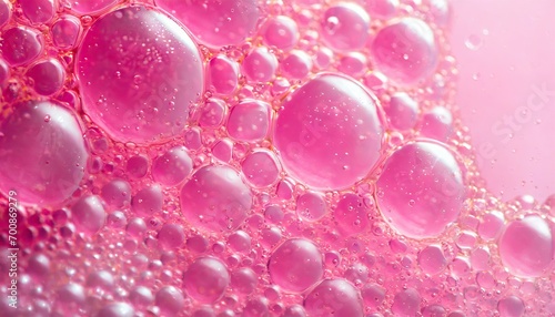 The close up of pink water droplets.