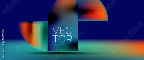Crafted podium for captivating display of abstract geometry squares, circles, triangles, and flowing gradients harmonize in visually striking presentation for wallpaper, banner, background