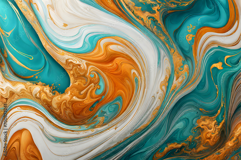 Luxurious marbling abstract background with waves, vibrant geometric patterns, artistic and contemporary on a minimalist background with blue, paint swirls in beautiful teal and orange colors HD Luxurious marbling abstract background with waves, vibrant geometric patterns, artistic and contemporary on a minimalist background with blue, paint swirls in beautiful teal and orange colors HD