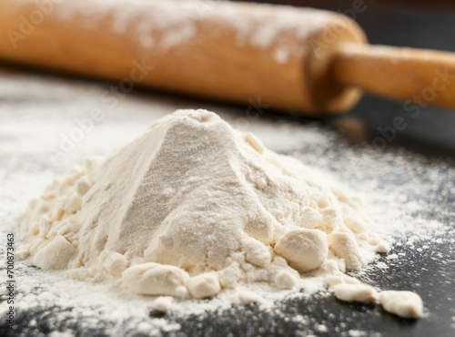 Rolling pin and flour photo