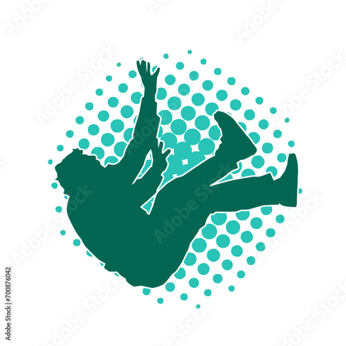 Silhouette of a man falling pose