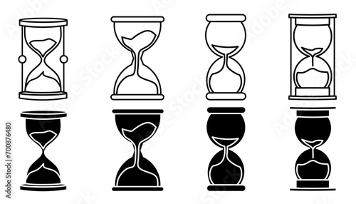 Hourglass. Vector collection of hourglass icon illustrations. Black icon design.