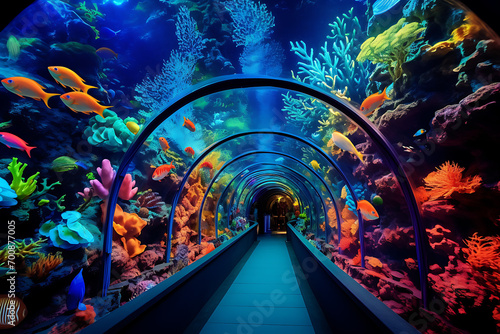 coral reef and fishes in the sea