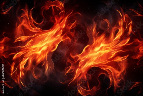 Enchanting fire background with intricate patterns formed by dancing flames