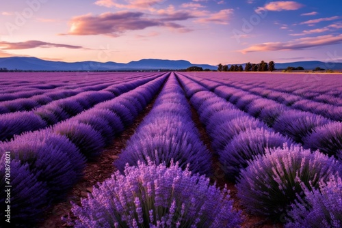 Endless rows of lavender in a picturesque and fragrant landscape