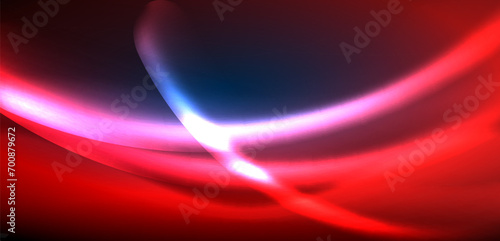 Dynamic waves in ethereal glow of neon lights. Concept merges fluidity of motion with vibrant allure of neon, crafting entrancing backdrop that embodies both vitality and futuristic sophistication