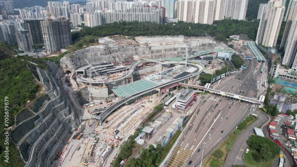 Drone Aerial Skyview in Tseung Kwan O Lam Tin Tunnel Interchange ...