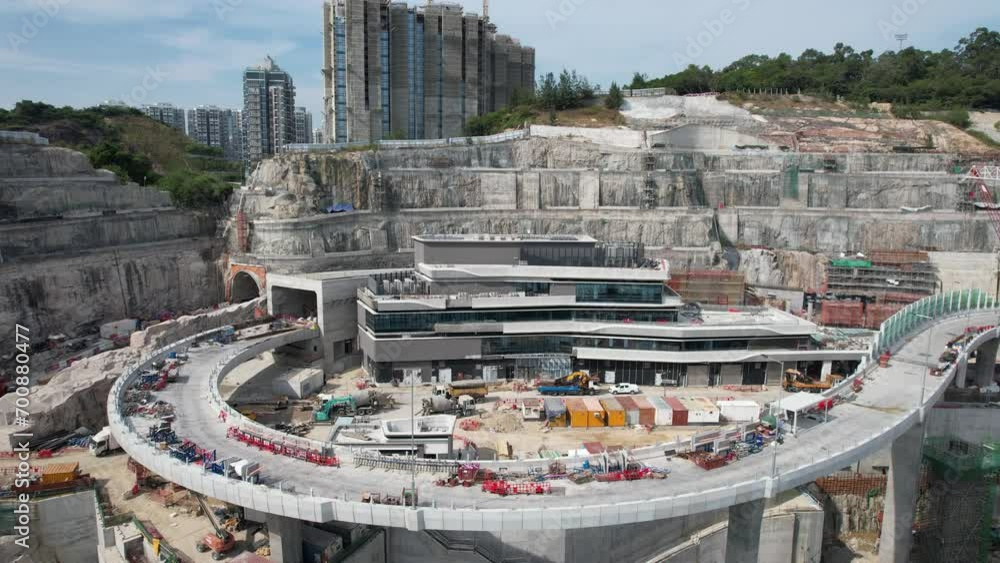 Drone Aerial Skyview in Tseung Kwan O Lam Tin Tunnel Interchange highway flyover ramp motorway road connects Kai Tak Development and Central Kowloon Route in Hong Kong Kwun Tong near Victoria Harbour Drone Aerial Skyview in Tseung Kwan O Lam Tin Tunnel Interchange highway flyover ramp motorway road connects Kai Tak Development and Central Kowloon Route in Hong Kong Kwun Tong near Victoria Harbour