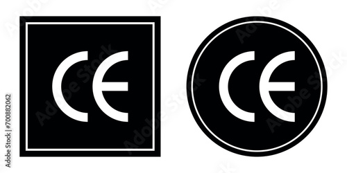 CE marking icon vector in circle and square style .Transparent background