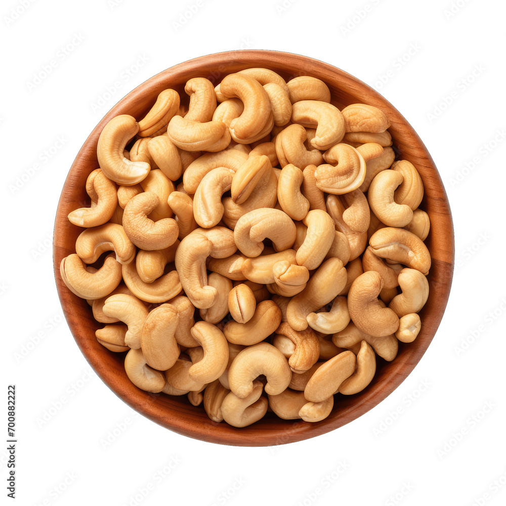 Cashew nuts heap isolated on transparent background