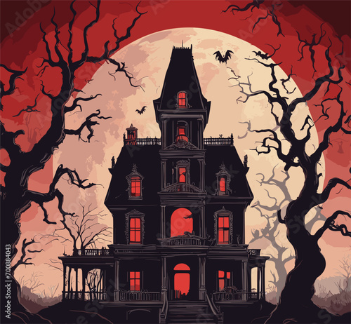 halloween background with house