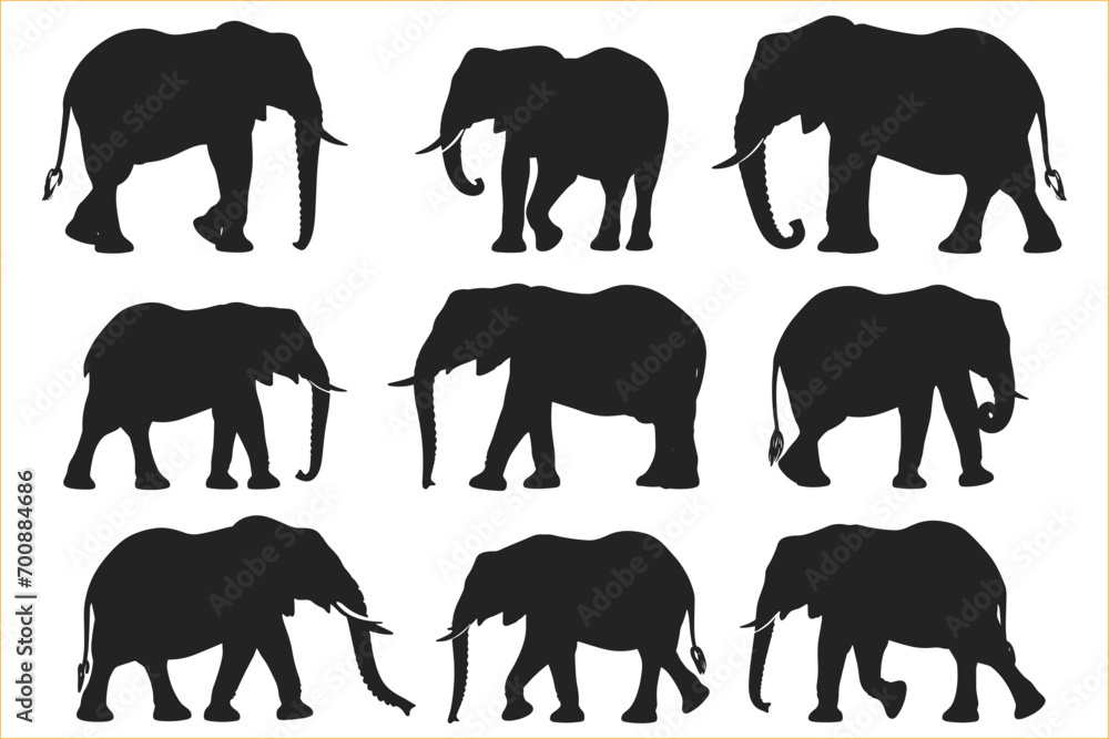 Fototapeta premium Elephant silhouette icon set, Elephant silhouette vector