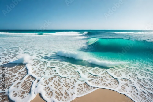 soft blue ocean wave on the beach