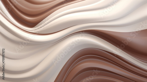 A luxurious background of satin textile waves flowing in a palette of neutral chocolate shades, evoking a sense of elegance.