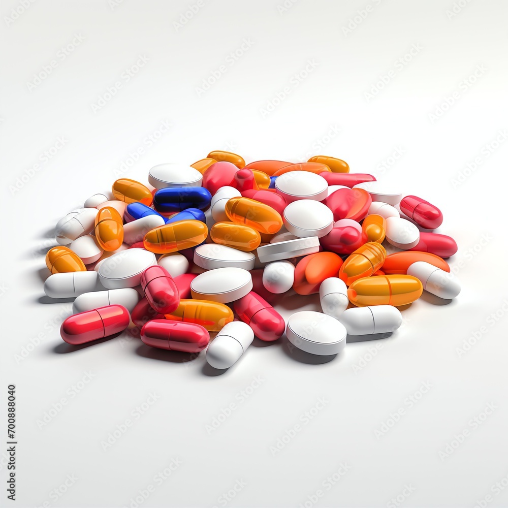 pills on pristine white background realistic photorealistic 8k 