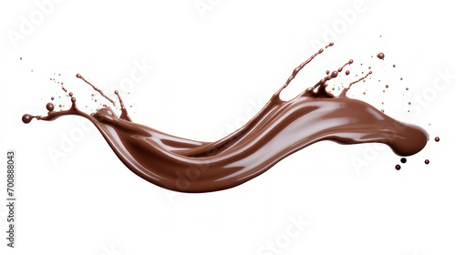 Flowing chocolate splash on white background chocolate,liquid, or chocolate pouring.3d illustration