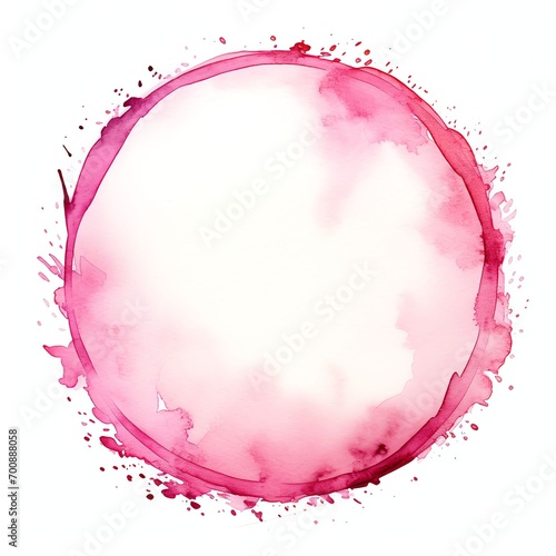 pink circular frame design, digital art, watercolor, simple