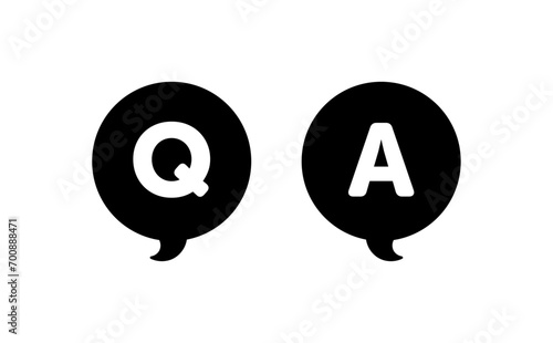 白黒のシンプルな丸い吹き出しQAアイコン(よくあるご質問・FAQ)