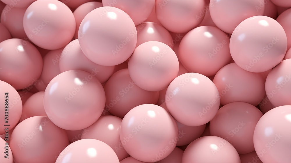 A pile of pink shiny balls. A pile of pink shiny balls.