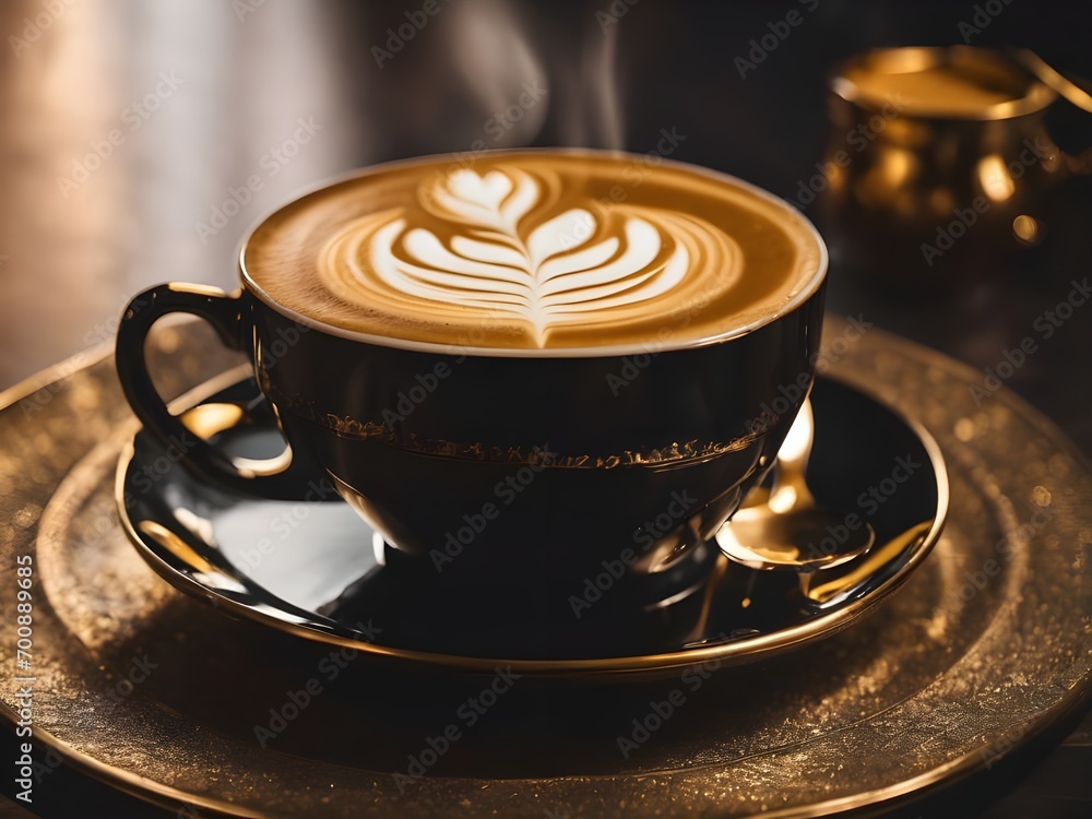 National Cappuccino Day, November 8. A luxury-designed cup of Latte hot coffee or cappuccino with beautiful art in lightning background. Template for background, banner, card, poster with copy space National Cappuccino Day, November 8. A luxury-designed cup of Latte hot coffee or cappuccino with beautiful art in lightning background. Template for background, banner, card, poster with copy space