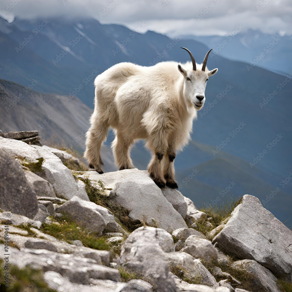 Fototapeta premium mountain goat on a rock