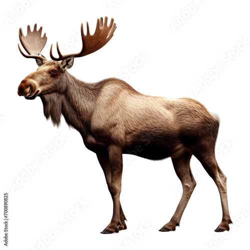 Moose animal standing, isolated on transparent or white background