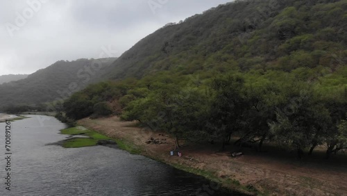 Wadi Darbat, with rain drops and green mountains photo