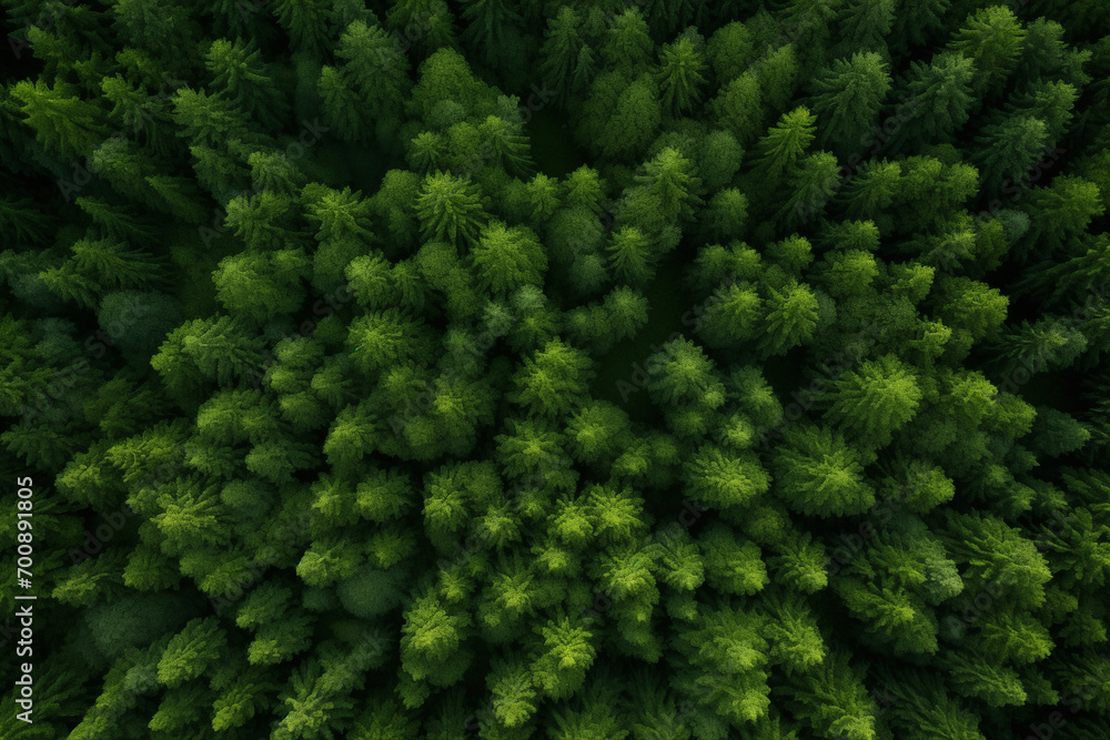 Fototapeta premium Aerial view of forest green trees, woodland,top view