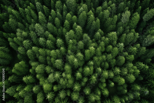 Aerial view of forest green trees, woodland,top view