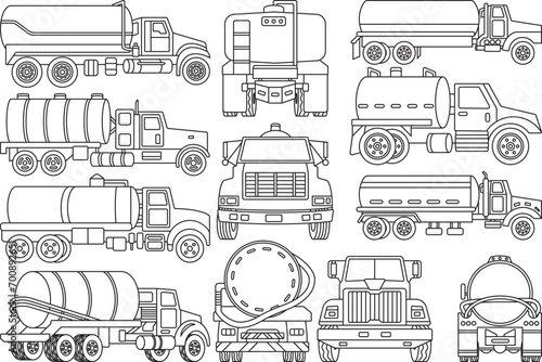 Septic Truck SVG Outline, Septic Truck Vector Art