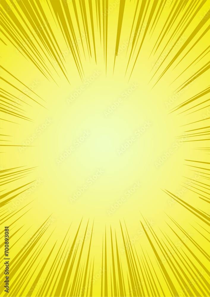 Fototapeta premium 黄色のサンバースト・集中線 日本の漫画 漫画 アメコミ