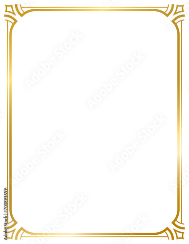 Art Deco gold frame, decorative frames, banner label vintage frame, line geometric wedding label card frame, png transparent background
