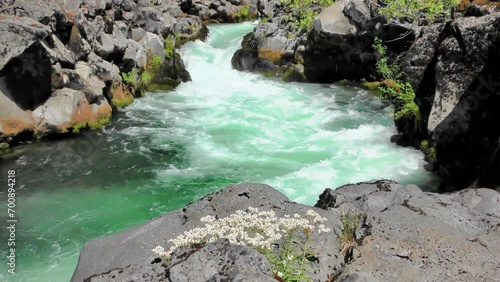 Upper Rogue river in Oregon located in the national forest near the Natural Lava Bridge day use area.