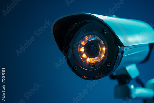 cctv camera on blue background