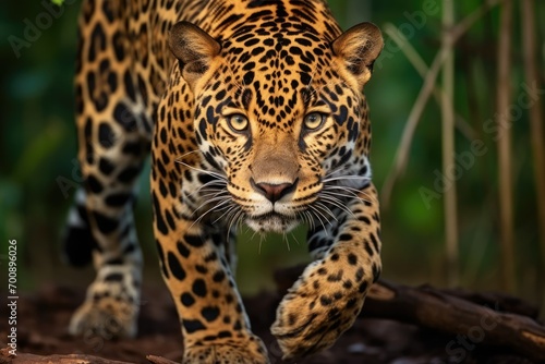 Beautiful and endangered american jaguar in the nature habitat panthera onca wild brasil brasilian wildlife. © kardaska