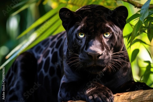Beautiful and endangered american black jaguar in the nature habitat panthera onca wild brasil brasilian wildlife.