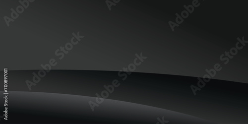 Abstract black banner background with curves. Vector illustration