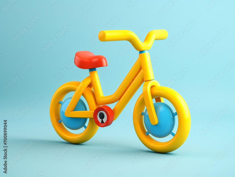 VColorful Children's Bike Illustration on Blue Background VColorful Children's Bike Illustration on Blue Background
