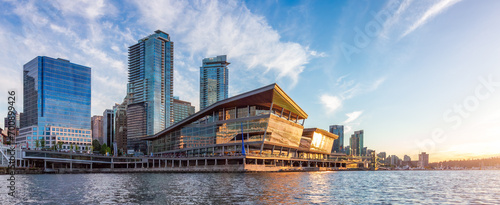 Canada Place and Downtown City Buildings in Coal Harbour, Vancouver, BC, Canada photo