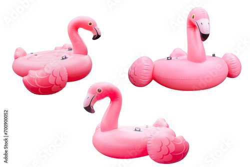 Pink pool plastic inflatable flamingo with transparent background photo