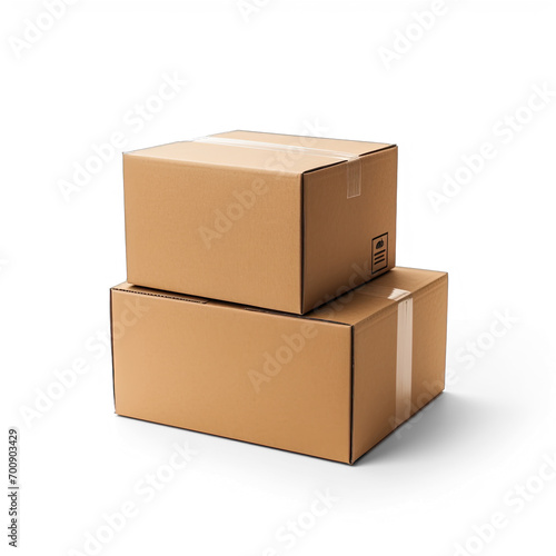 Stack of carton boxes on transparent background © kimly