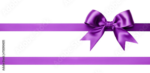 violet ribbon and bow on isolate transparency background, PNG photo