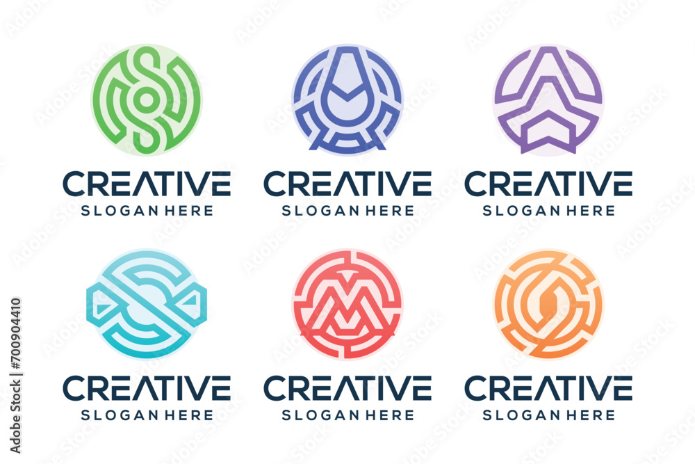 Set of geometric shapes icon. Simple creative logo emblems for Your design inspiration Set of geometric shapes icon. Simple creative logo emblems for Your design inspiration
