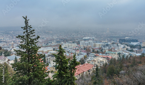 Tbilisi in winter panoramic view from Mtatsminda Park 