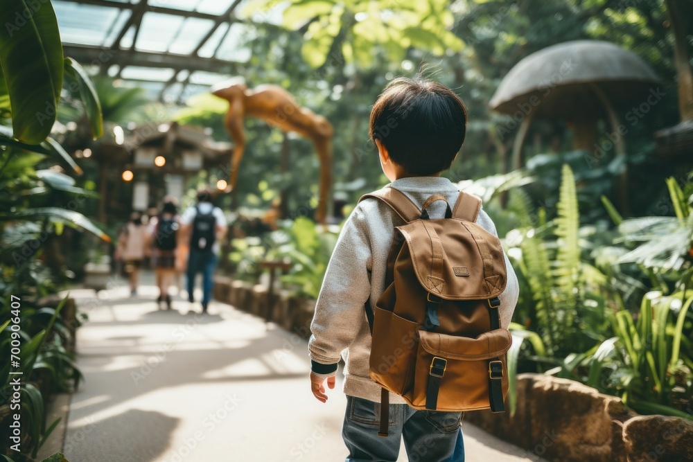 Little Explorer on an Adventure in a Lush Greenhouse
