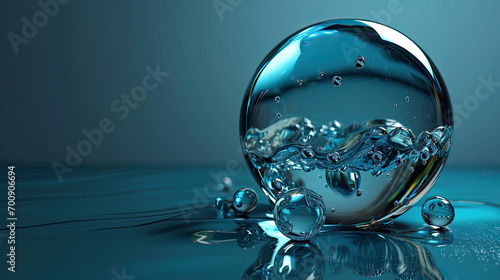 Wallpaper Mural water drop in blue background, Blue transparent water drop sphere , Abstract reservoir of water in the form of a sphere, water splashes Torontodigital.ca
