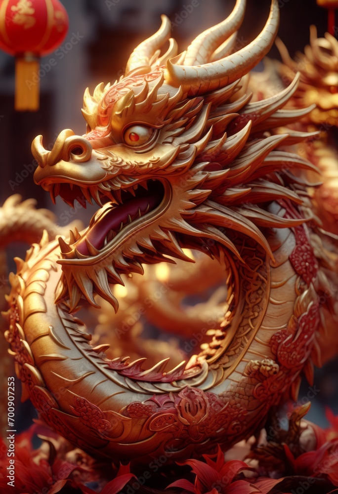 Fototapeta premium Beautiful fantasy dragon. Year of the Dragon according to the eastern horoscope