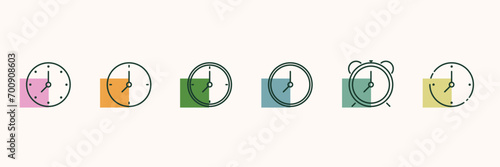 Time Icons Set Editable Stroke. Soft background. Vector